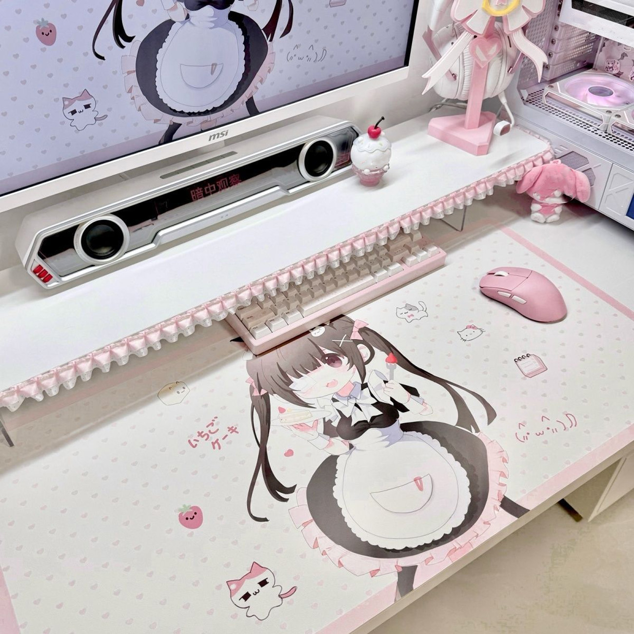 귀여운 애니메이션 스타일의 메이드 소녀 디자인 PU 가 - Leather Desk Pad 리뷰 및 가격