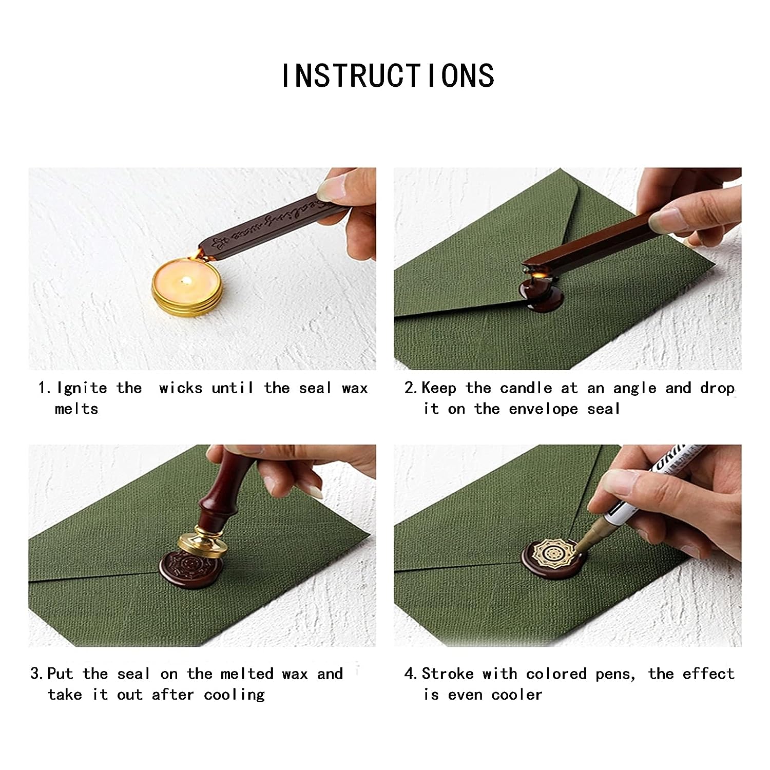 금속 혼합 색상 씰링 왁스 스틱, 왁스 도장 스탬프,  - Wax Seal Stamp Set 리뷰 및 가격